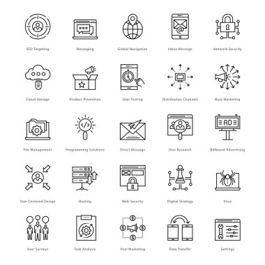 Web ve Seo çizgi vektör simgeler 55