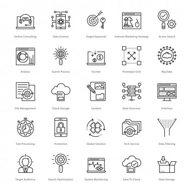 Web ve Seo çizgi vektör simgeler 52