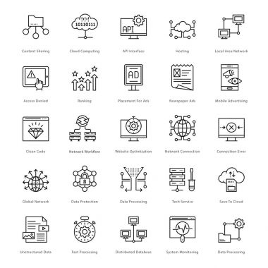 Web ve Seo çizgi vektör simgeler 56