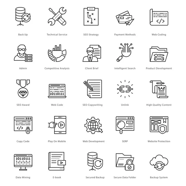 Web、Seo 行ベクトル アイコン 24 — ストックベクタ