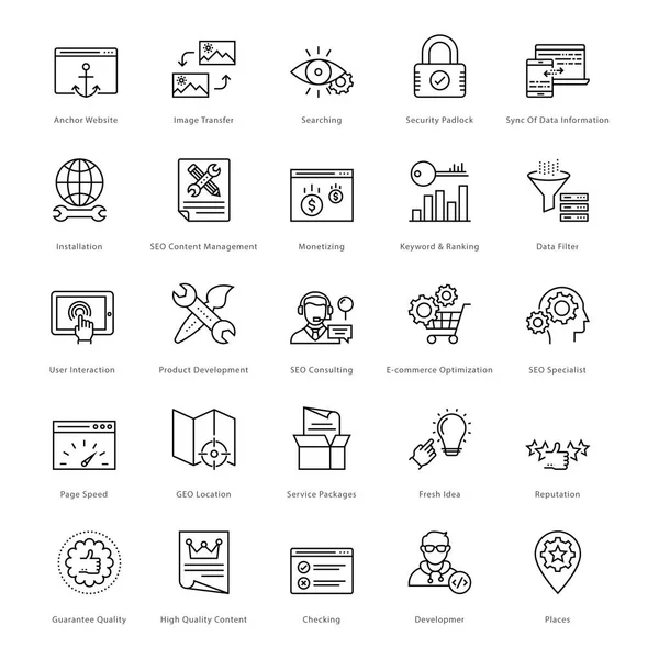 Web y SEO Line Vector Iconos 22 — Vector de stock