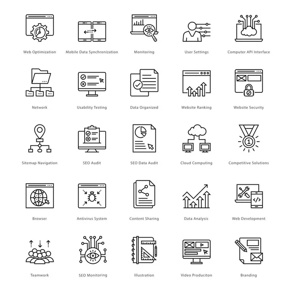 Web y SEO Line Vector Iconos 28 — Archivo Imágenes Vectoriales