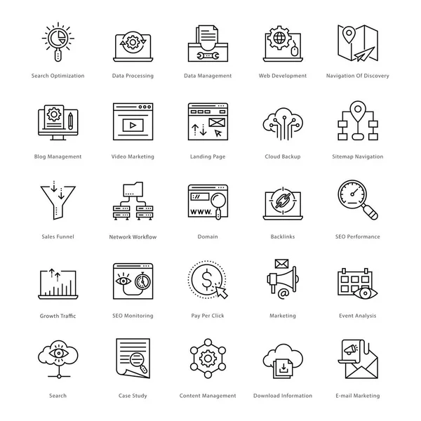 Iconos de Vector de Línea Web y SEO 51 — Archivo Imágenes Vectoriales