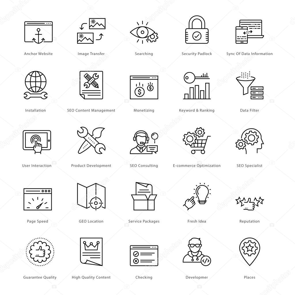 Web and SEO Line Vector Icons 22