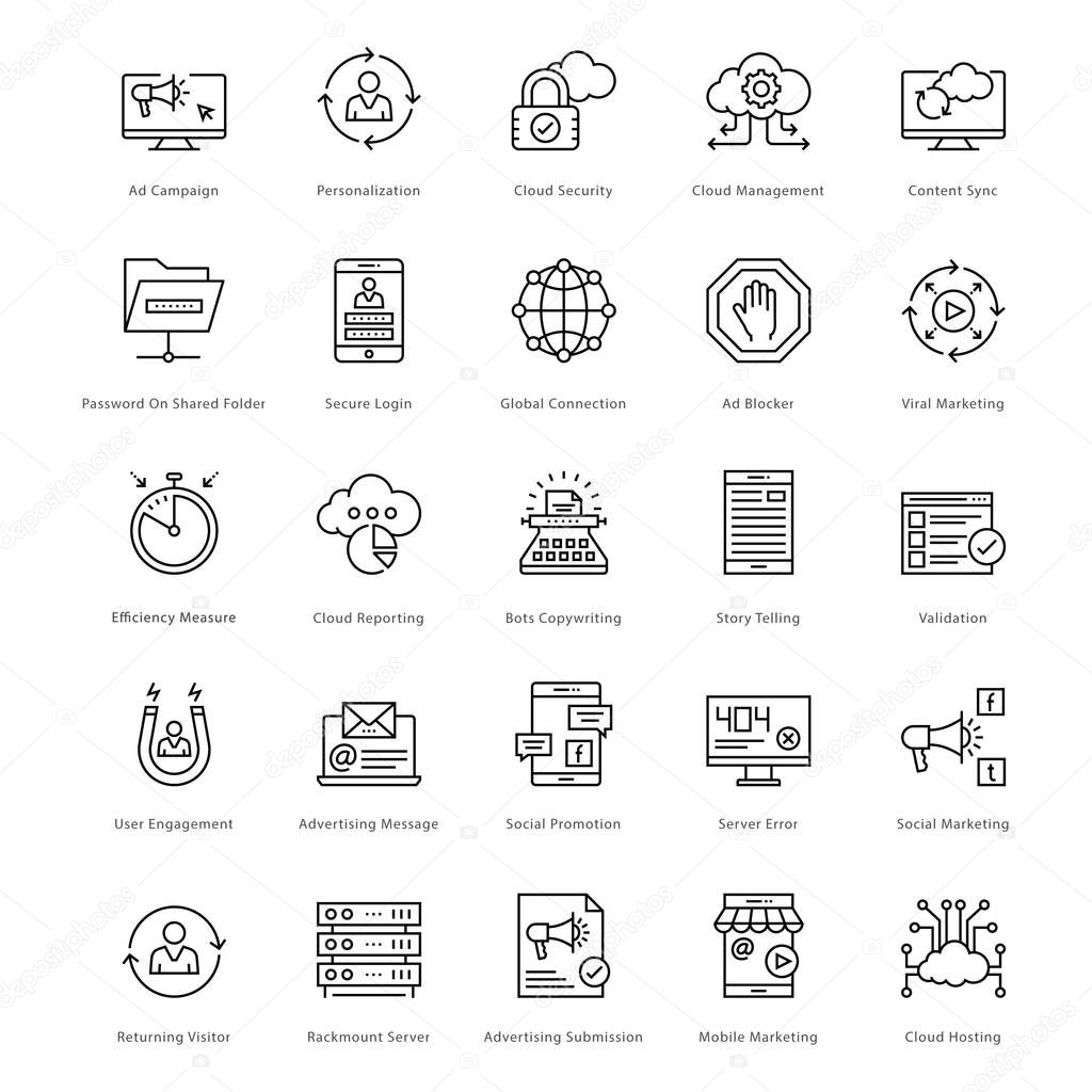 Web and SEO Line Vector Icons 29