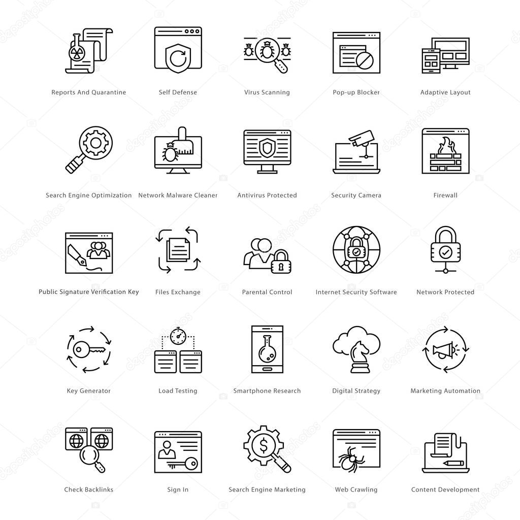 Web and SEO Line Vector Icons 34