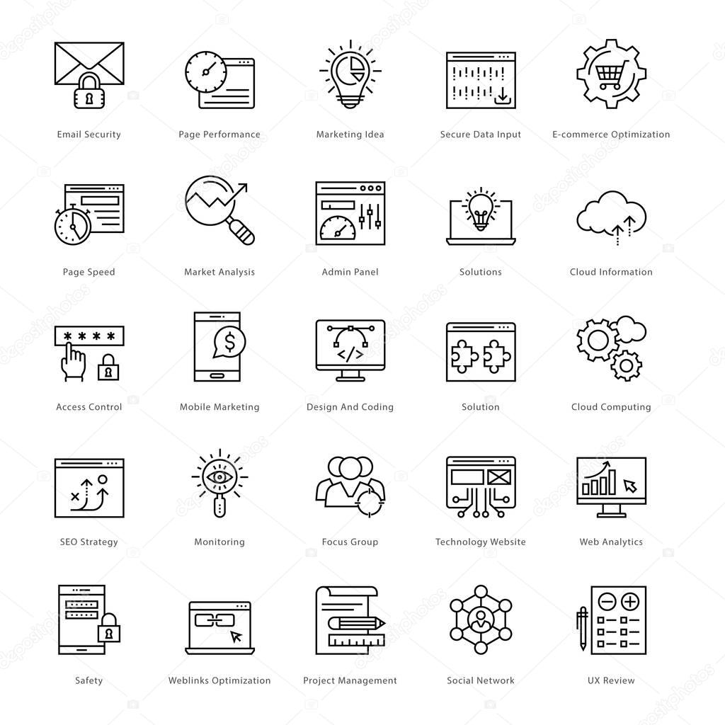 Web and SEO Line Vector Icons 39