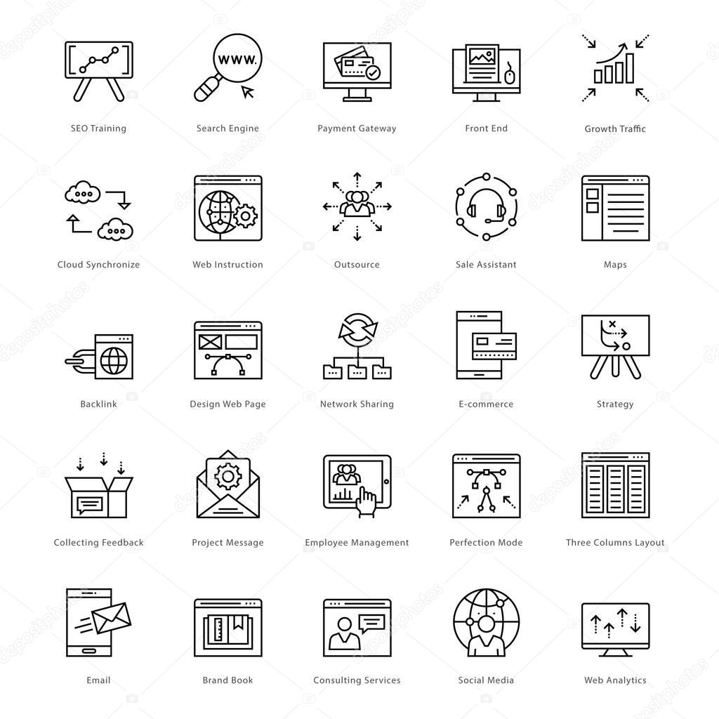 Web and SEO Line Vector Icons 40