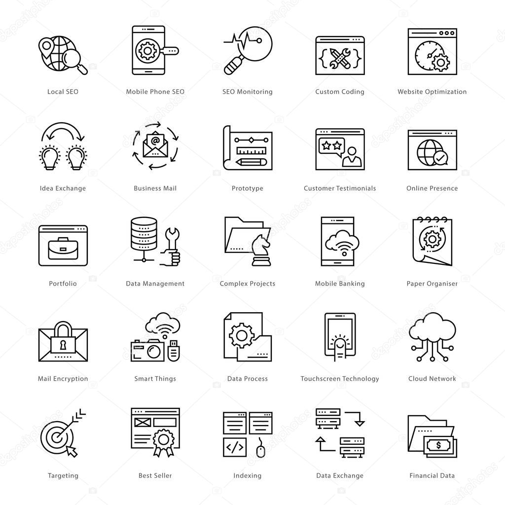 Web and SEO Line Vector Icons 46
