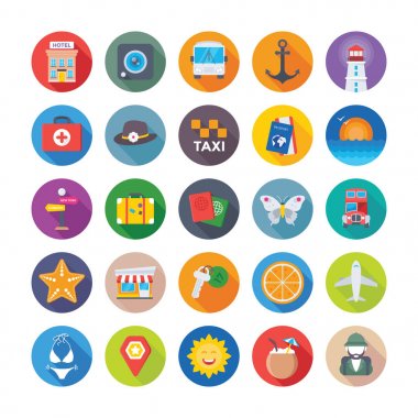 Yaz ve seyahat vektör simgeler 2