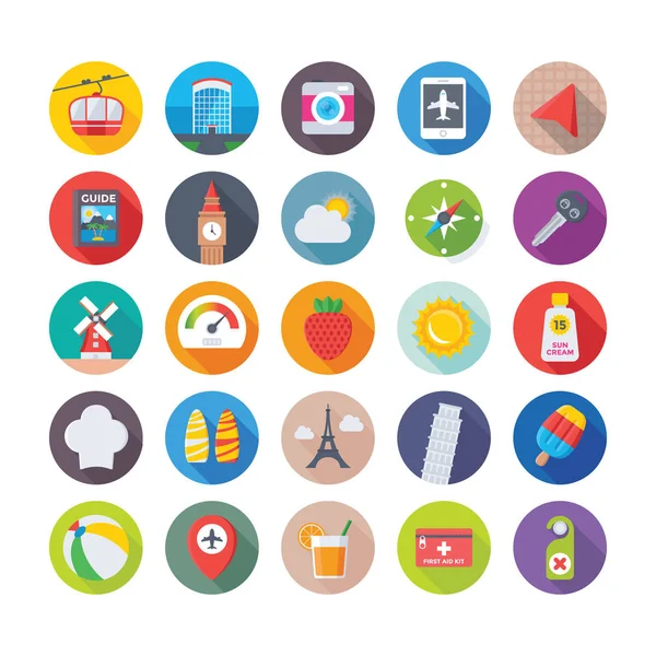 Iconos vectoriales de verano y viajes 5 — Vector de stock