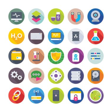 Bilim ve teknoloji vektör simgeler 5 renkli