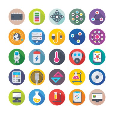 Bilim ve teknoloji vektör simgeler 1 renkli