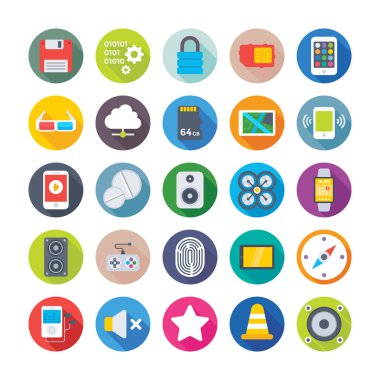 Bilim ve teknoloji vektör simgeler 6 renkli