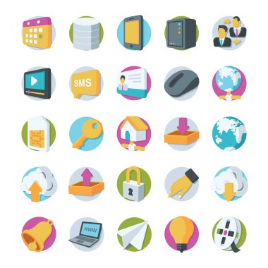 Ağ ve iletişim vektör simgeler 2