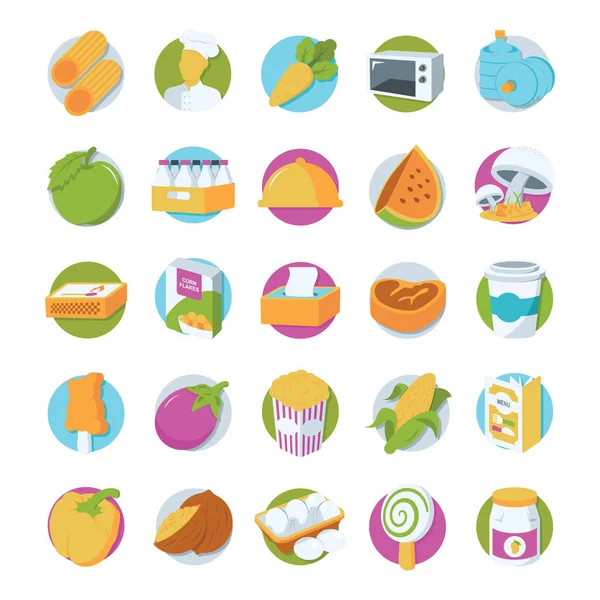 Food Colored Vector Icons 2 — Stock Vector