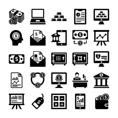 Bankacılık ve Finans çizgi vektör simgeler 5