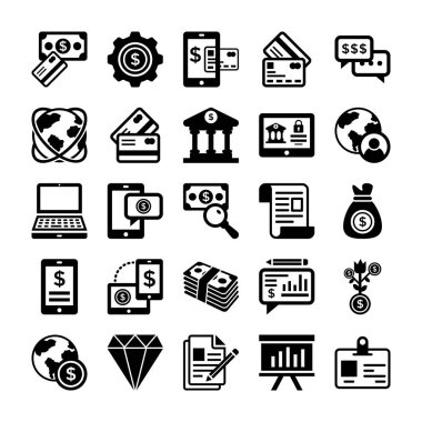 Bankacılık ve Finans çizgi vektör simgeler 4