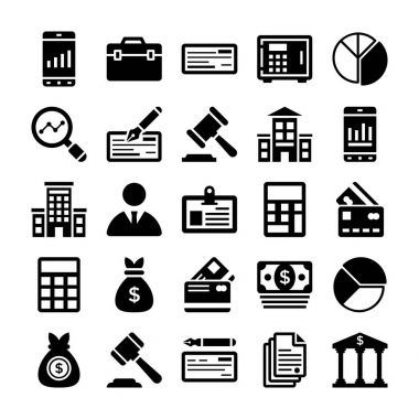 Bankacılık ve Finans çizgi vektör simgeler 11