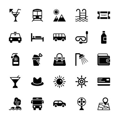 Yaz ve seyahat vektör simgeleri 8