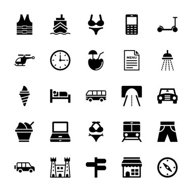 Yaz ve seyahat vektör simgeler 14