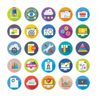 SEO ve dijital pazarlama vektör simgeler 2