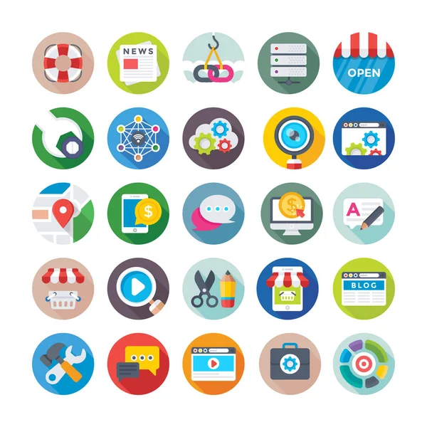 Iconos de vectores de marketing digital y geográfico 1 — Vector de stock
