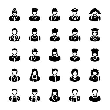 Avatarlar glif vektör simgeleri 8