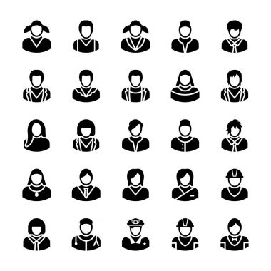Avatarlar glif vektör simgeler 9