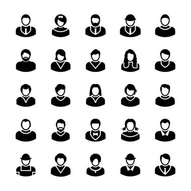 Avatarlar glif vektör simgeler 11