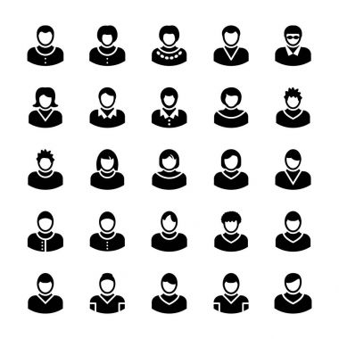 Avatarlar glif vektör simgeler 12