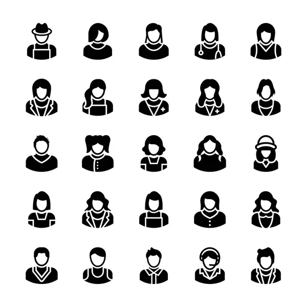 Avatars Glyphe Icônes vectorielles 5 — Image vectorielle