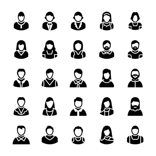 Avatars Glyph Vector Icons 2 — Stockvector