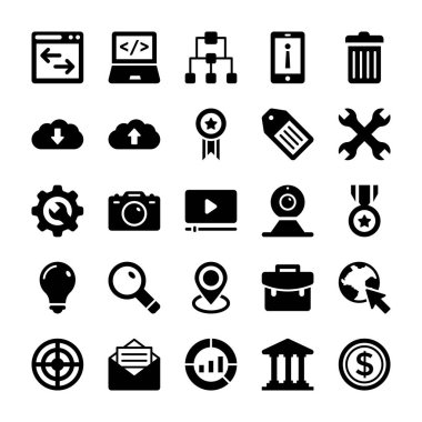 SEO ve dijital pazarlama glif vektör simgeler 6