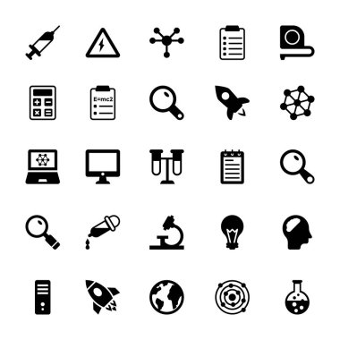 Bilim ve teknoloji glif vektör simgeler 2