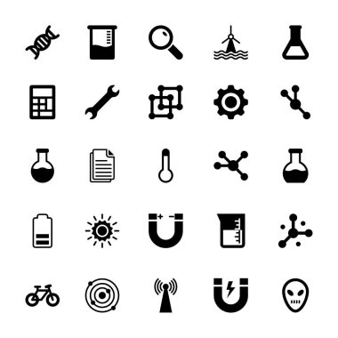 Bilim ve teknoloji glif vektör simgeleri 8