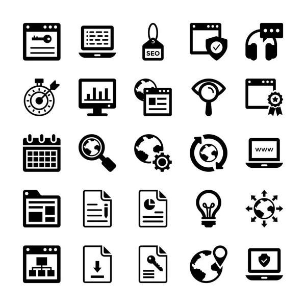 Seo y Digital Marketing Glyph Vector Iconos 14 — Vector de stock