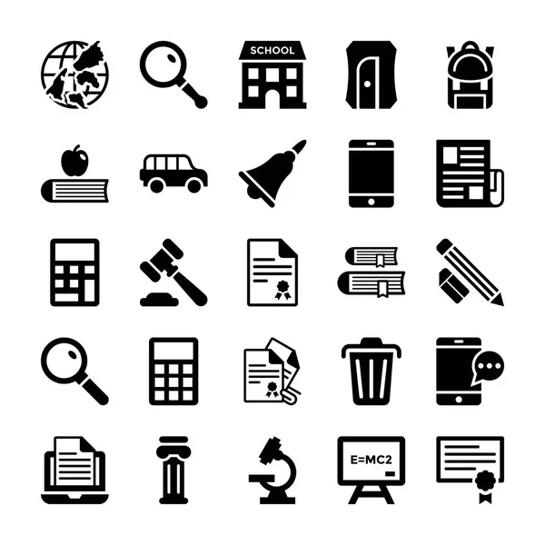 Iconos vectoriales escolares y educativos 3 — Vector de stock