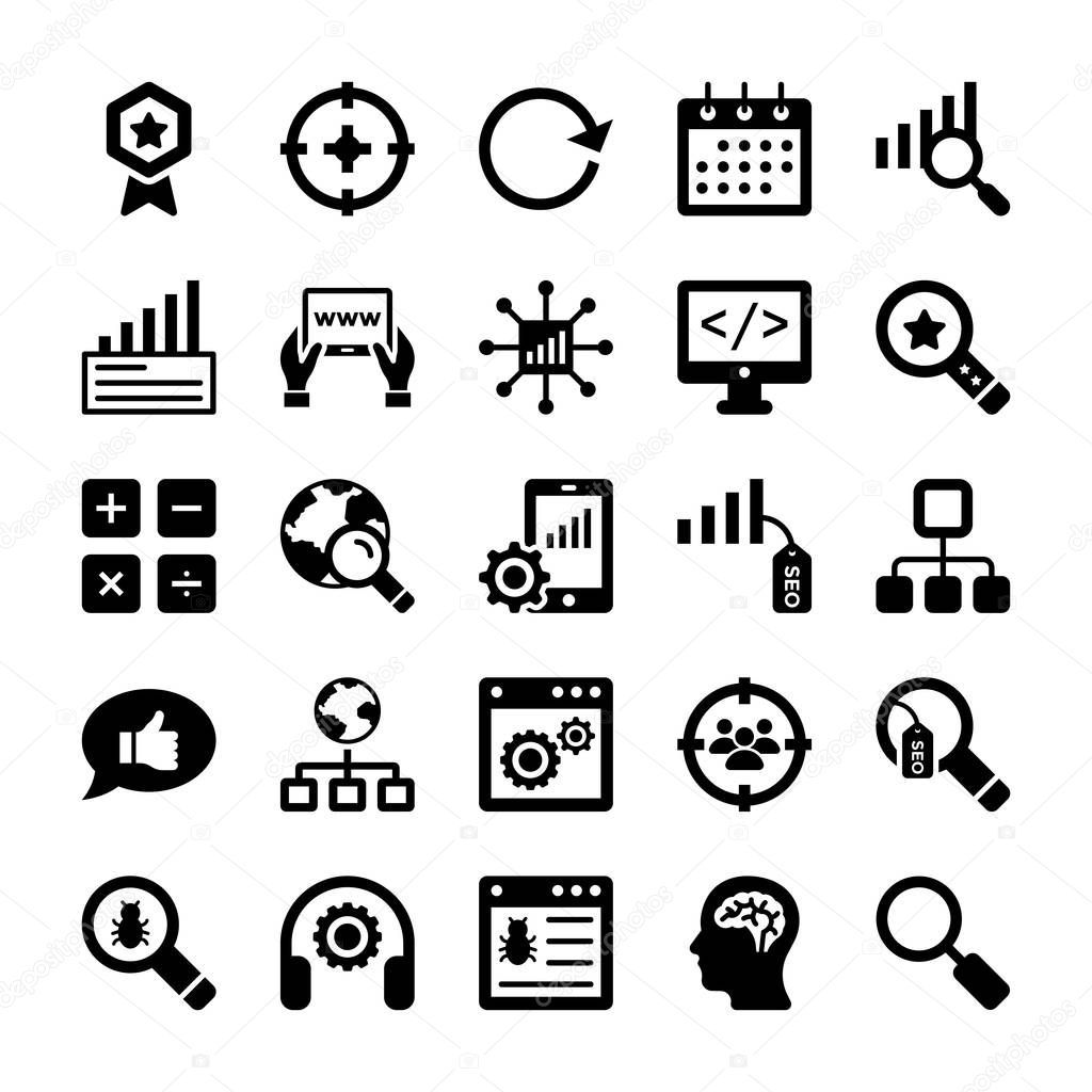 Seo and Digital Marketing Glyph Vector Icons 10