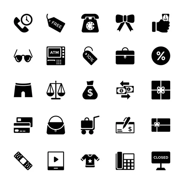 Шопинг и коммерция Glyh Vector Icons 4 — стоковый вектор