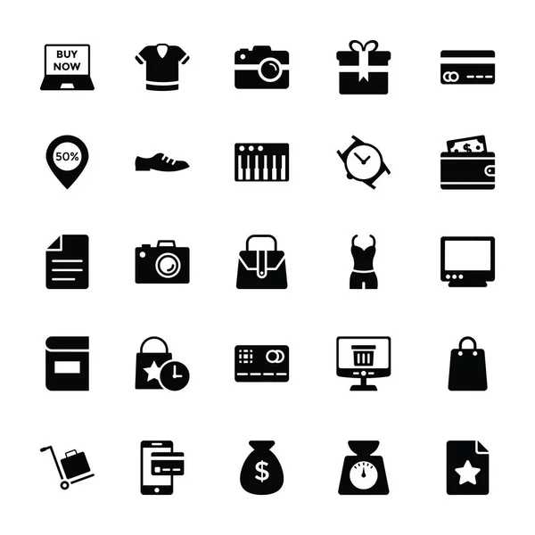 Shopping et commerce Glyphe Icônes vectorielles 1 — Image vectorielle