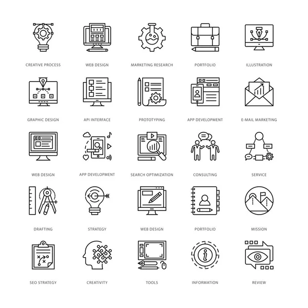 Diseño web y desarrollo de iconos vectoriales 1 — Vector de stock