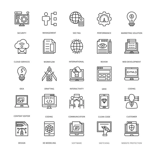 Icone vettoriali di progettazione e sviluppo web 3 — Vettoriale Stock