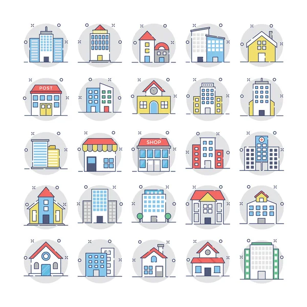 Edificios Vector Iconos 3 — Vector de stock