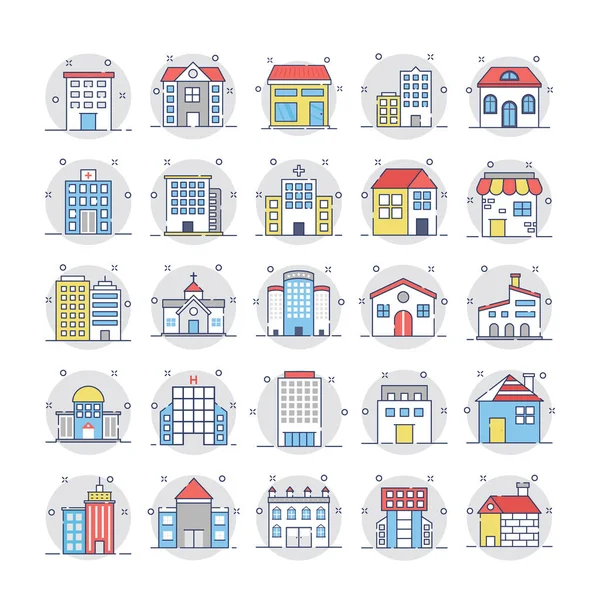 Edificios Vector iconos 1 — Vector de stock