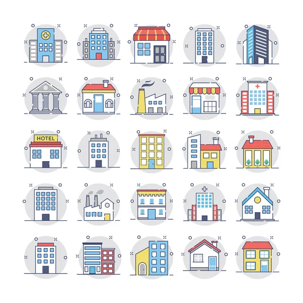 Edificios Vector iconos 2 — Vector de stock