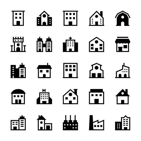 Векторные иконы зданий 1 — стоковый вектор