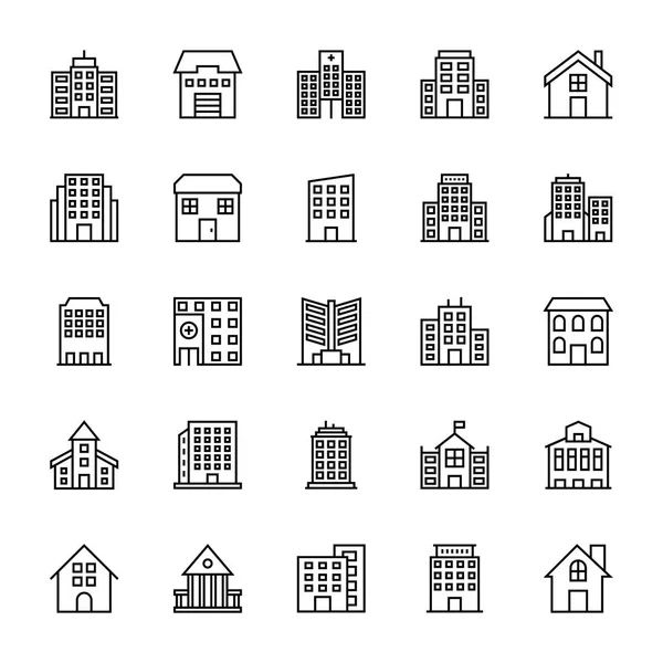 Edificios Vector Iconos 3 — Vector de stock