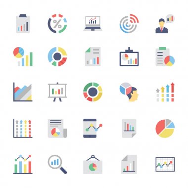 İş çizelgeleri ve diyagramları renkli simgeler 2