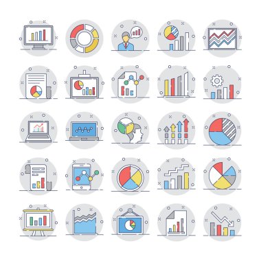 İş çizelgeleri ve diyagramları renkli simgeler 3